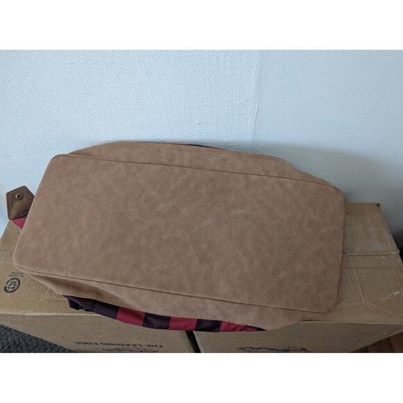 Maurices Buffalo Plaid Overnight Bag Red Black Detached Shoulder Strap Tote - Picture 5 of 16